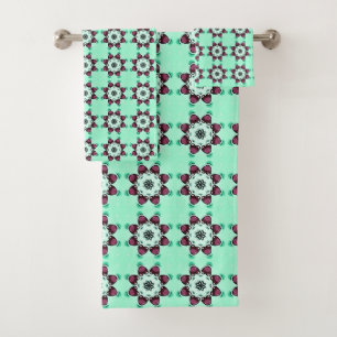 Serviette à motif de mandala géométrique vert ment