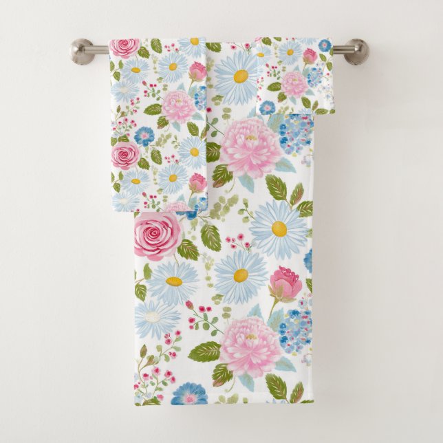 Serviette à motif de pivoines roses (En situation)