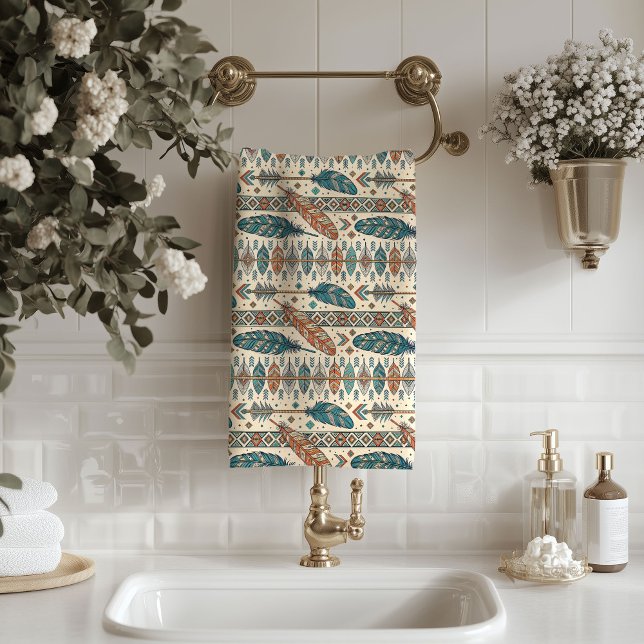 Serviette à motif fléché avec une touche ethnique  (Arrow Pattern Towel Ethnic Touch for the Bath)