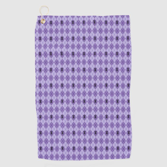 Serviette à motifs de losanges pourpre de golf (Devant)
