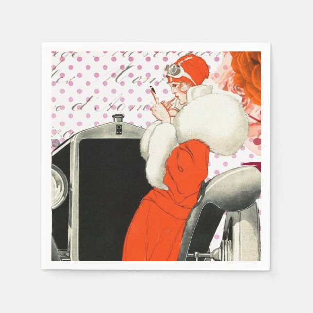 serviette à petits pois en papier fécule (Devant)