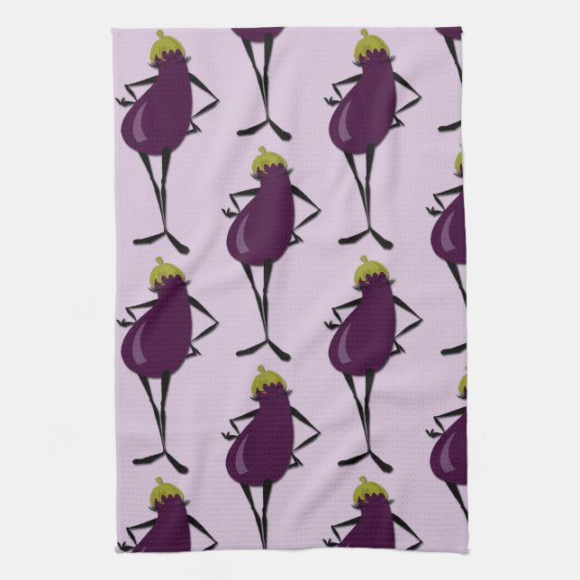 SERVIETTE À PLAT MOTIF FASHIONISTA EGGPLANT CUISIN (Vertical)