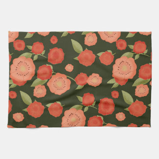 Serviette à thé aux fleurs de corail