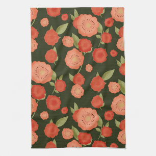 Serviette à thé aux fleurs de corail