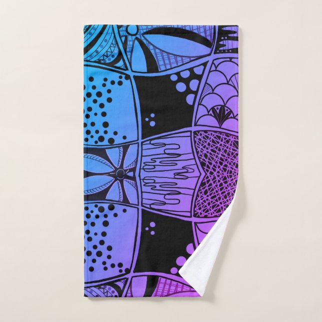 Serviette abstraite bohème zen doodle – Bleu vibra (Serviette à main)