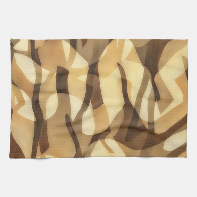 Serviette Abstraite Marron Latte Mocha de Style Ar (Horizontal)
