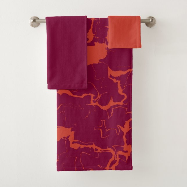 Serviette Abstraite rose chaude et orange (En situation)