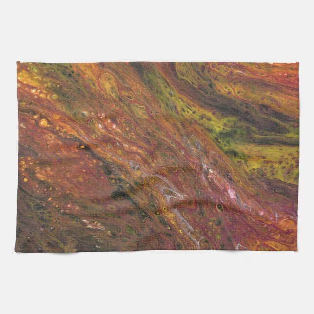 Serviette abstraite rouge vert chaud Tabarin 3 (Horizontal)