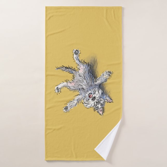 Serviette amusante pour schnauzer roulant (Serviette de bain)