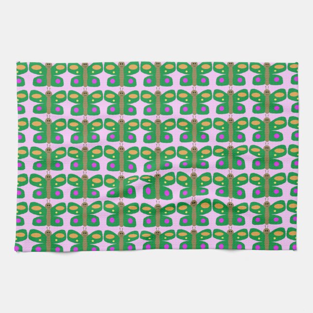 Serviette aux papillons verts (Horizontal)