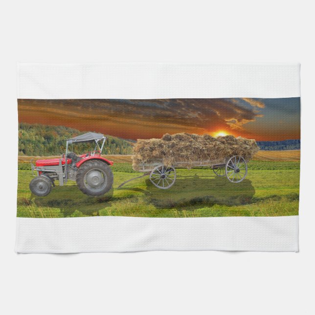 Serviette avec des tracteurs et des voitures de (Horizontal)