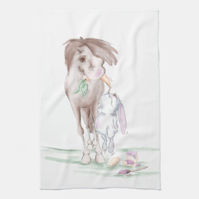 Serviette avec image de Pâques, cheval et lapin de (Vertical)