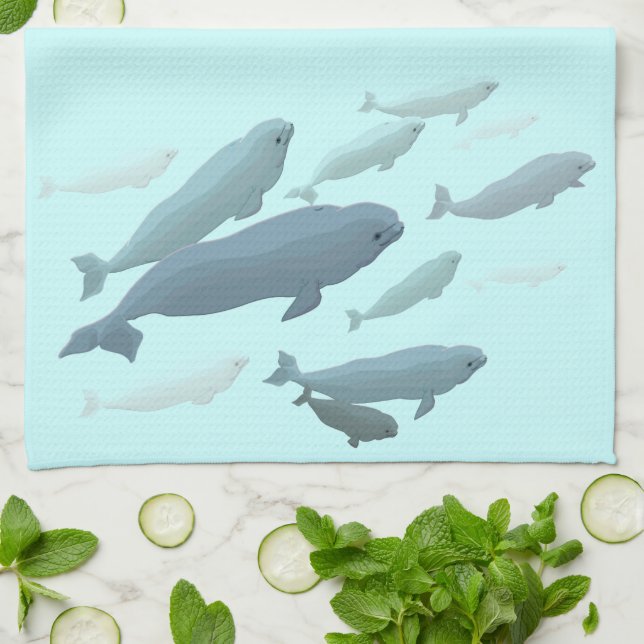 Serviette Béluga Serviettes de cuisine Baleine Bél (Plié)