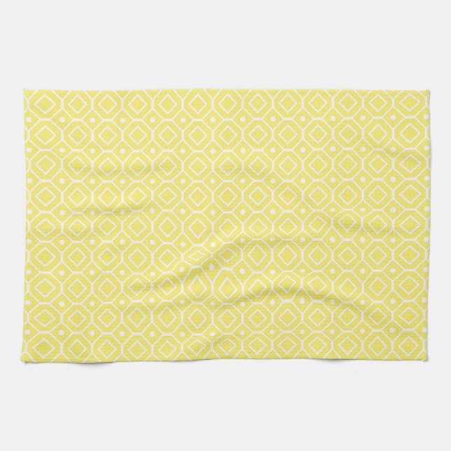Serviette blanche jaune de tissu de cuisine de (Horizontal)