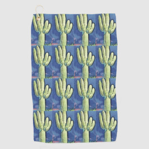 Serviette bleue de golf de cactus de Saguaro