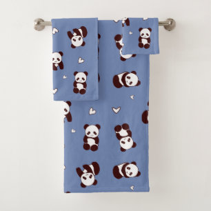 Serviette bleue Panda