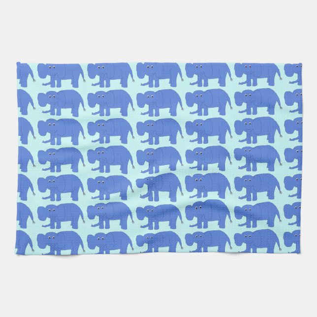 Serviette Blue Baby Elephants (Horizontal)