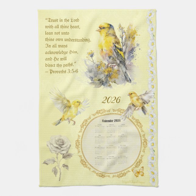 Serviette Calendrier 2026 Chardonneret Trust in th (Vertical)