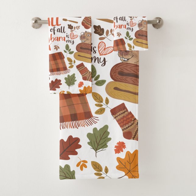 Serviette Capybara Automne vintage (En situation)