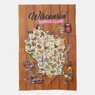 Serviette - Carte du club de souper du Wisconsin