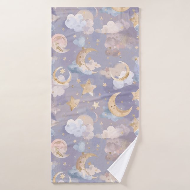 Serviette céleste pour bébé | Lunes, étoiles et rê (Serviette de bain)