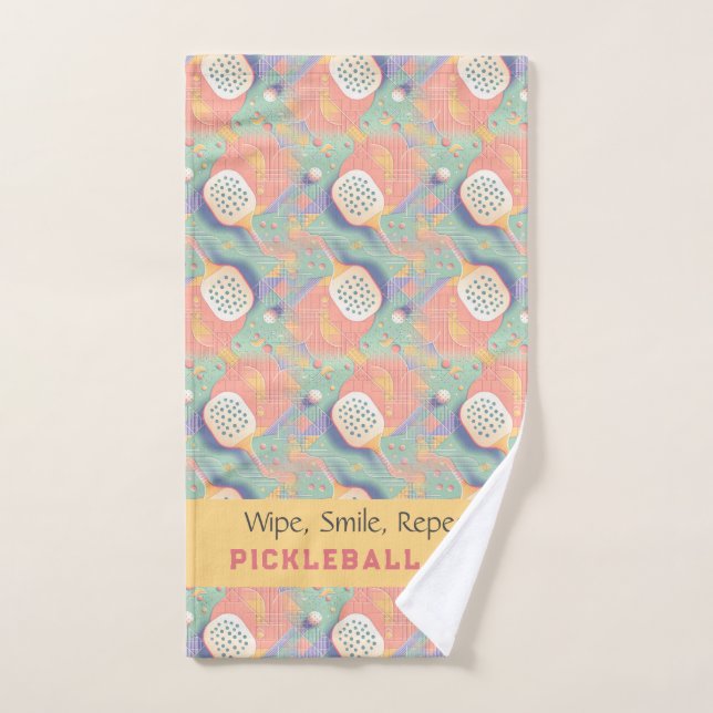Serviette Charme Pastel de Terrain de Pickleball (Serviette à main)