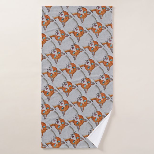 Serviette chat orange et blanc (Serviette de bain)
