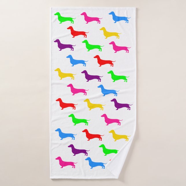 Serviette colorée Dachshund (Serviette de bain)
