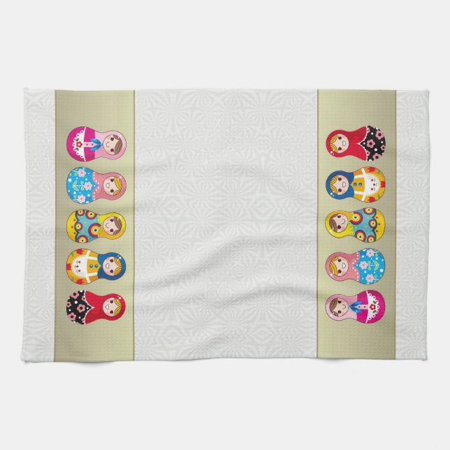 Serviette colorée de poupée de Matrioshka de Russe (Horizontal)