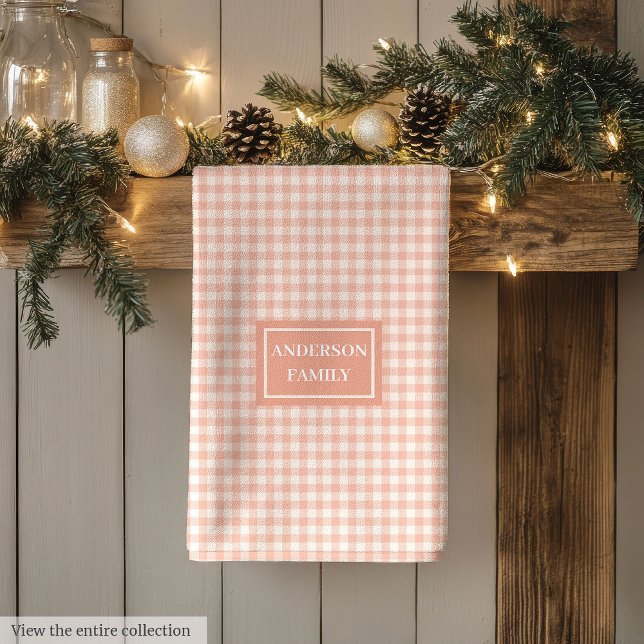 Serviette Corail Pastel Chic Personnalisée Décorat (Personalized Chic Towel Pastel Coral Kitchen Decor)