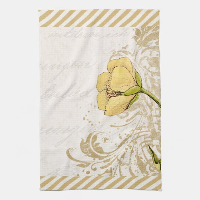 Serviette Cuisine Thé Fleur Jaune (Vertical)