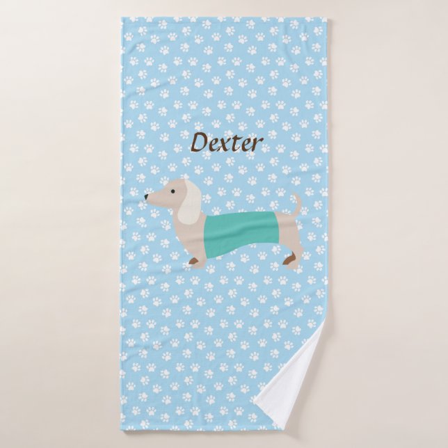 Serviette Dachshund Bleue (Serviette de bain)