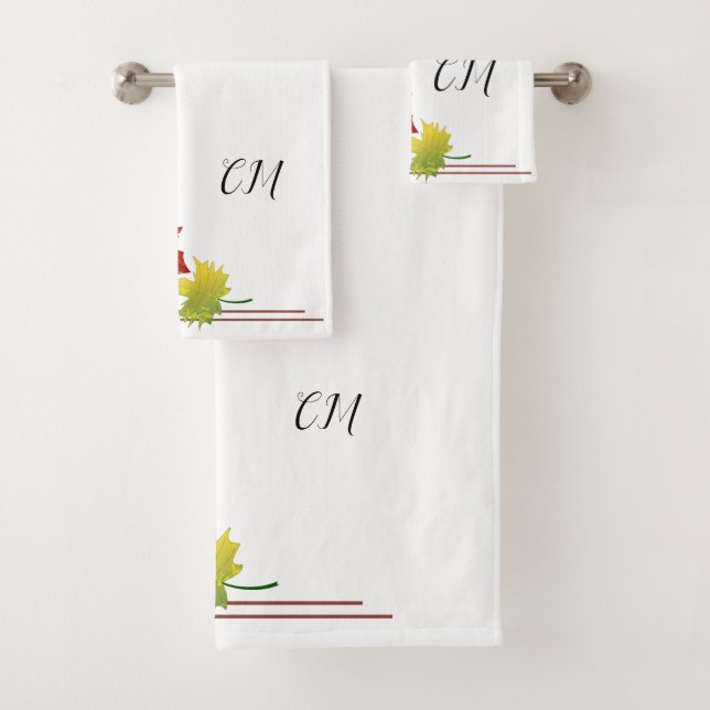 Serviette d'automne avec cadre de coin (En situation)