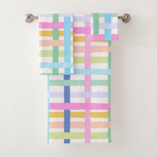 Serviette de bain à carreaux arc-en-ciel vif - Pas