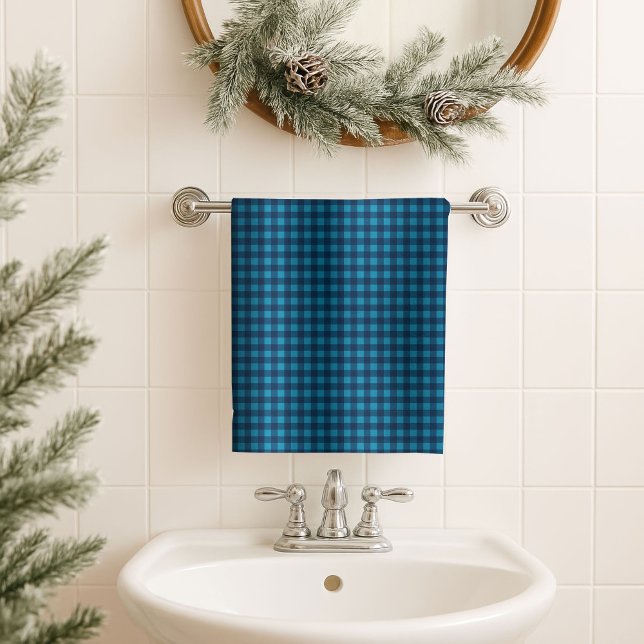 Serviette de bain à carreaux Navy Tartan, décorati (Navy Tartan Bath Towel Gift Cabin-Inspired Decor)
