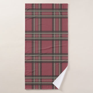 Serviette de bain à carreaux rouge rustique