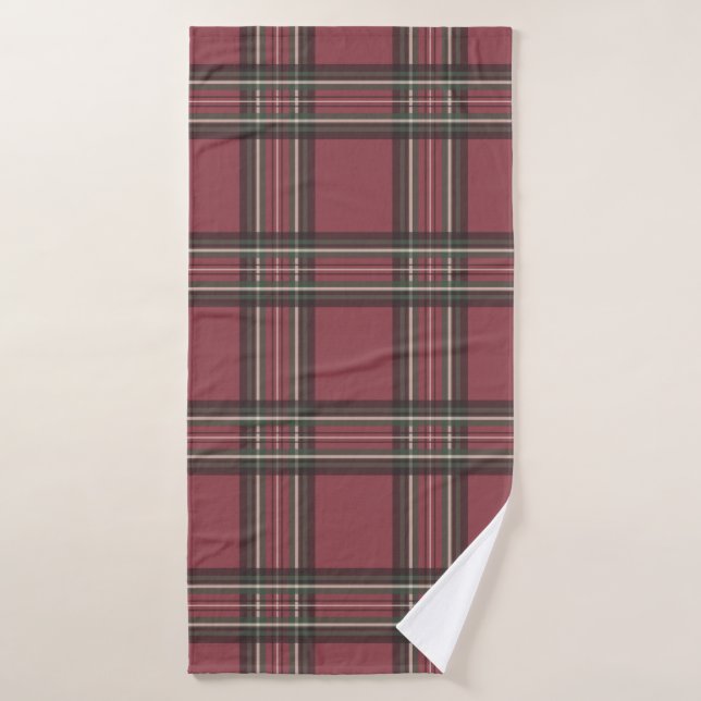 Serviette de bain à carreaux rouge rustique (Serviette de bain)