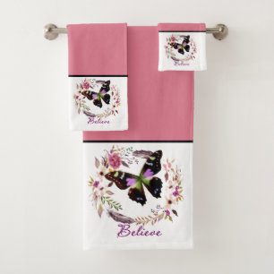 Serviette de bain à couronne fleurie