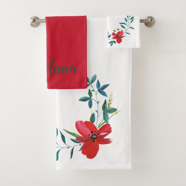 Serviette de bain à fleurs de printemps (En situation)