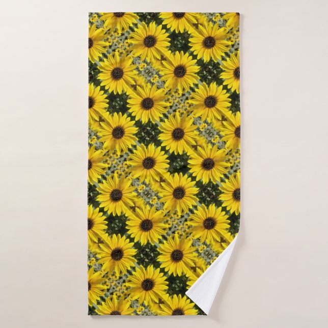 Serviette de bain à fleurs jaune (Serviette de bain)