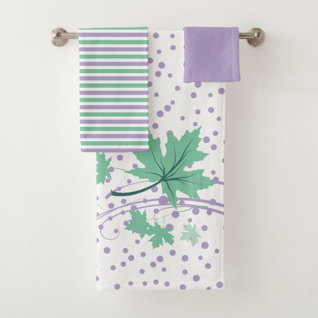 Serviette de bain à la menthe et lavande feuille e (En situation)