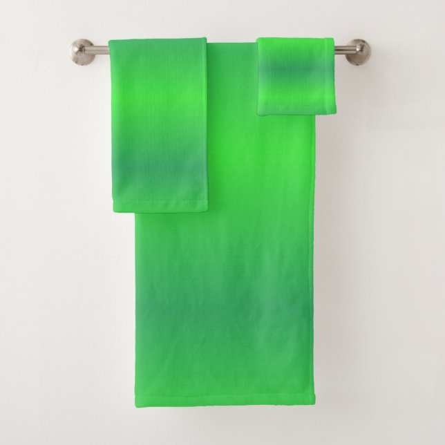 Serviette de bain à linge vert ombre rayé (En situation)