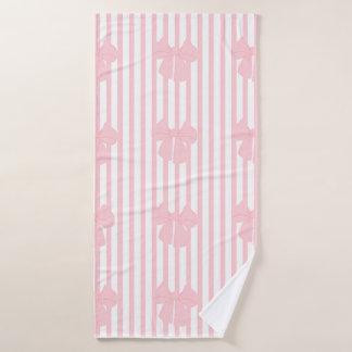 serviette de bain à noeuds roses