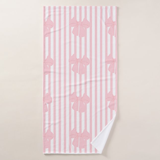 serviette de bain à noeuds roses (Serviette de bain)