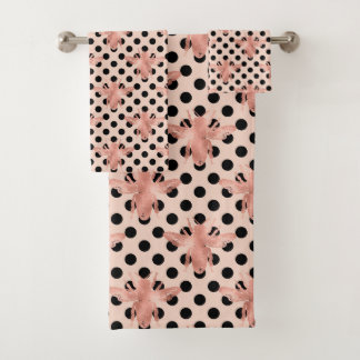 Serviette de bain abeille à pois rose élégant desi
