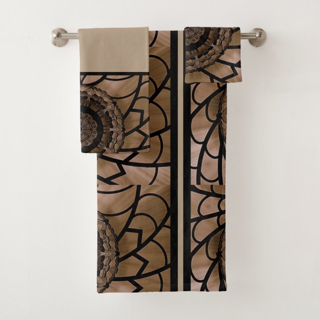 Serviette de bain Abstraite Brown et beige (En situation)