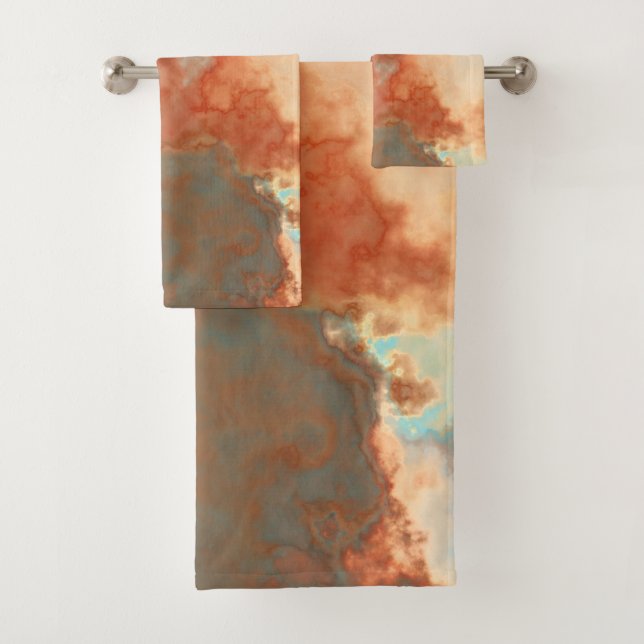 Serviette de bain Abstraite en marbre turquoise et (En situation)