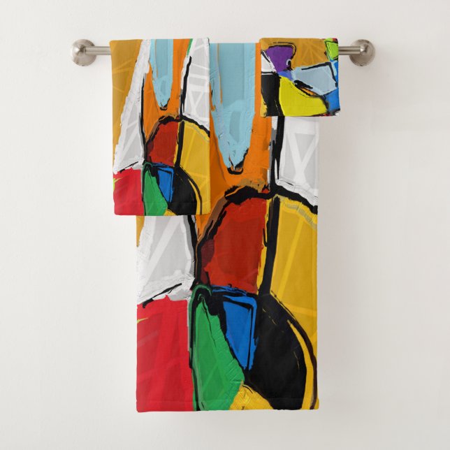 Serviette de bain Abstraite jaune (En situation)