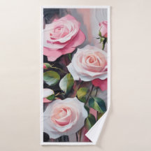 Serviette de bain aux roses