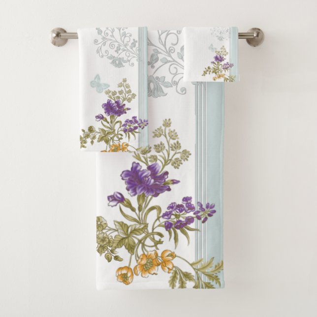 Serviette de bain aux tiges florales douces (En situation)